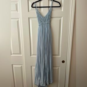 Blue backless maxi dress